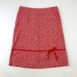 Vintage red ditsy floral skirt Aline stretch cotton skirt Size 12 by Ruth